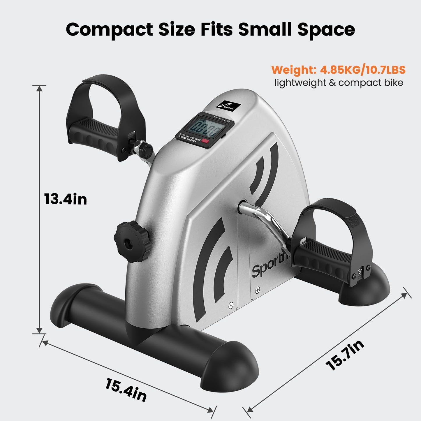 Sportneer Under Desk Bike Pedal Exerciser: Mini Exercise Bike Portable Peddler Sitting for Seniors with LCD Display Arm & Leg Bike Pedals Exerciser with Anti-Skid Mat for Home Office (Silver Black)