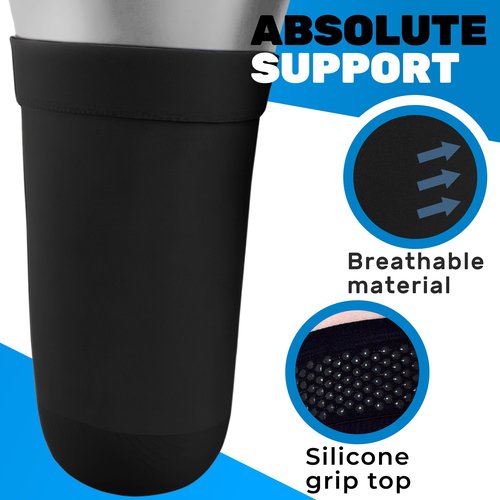 ABSOLUTE SUPPORT Above Knee Stump Shrinker, Amputee Compression Socks, 20-30 mmHg - Black, Medium, A520BL2