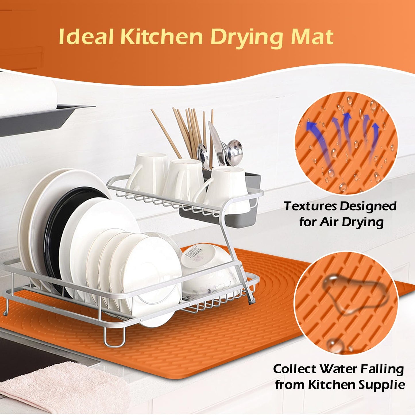 Stove Top Covers for Electric Stove 28" x 20",Silicone Stove Cover Mat Stove Top Protector,450°F Heat Resistance for Glass Stove Top,Dish Drying Mat for Kitchen RV Cooktop Protector (Orange)