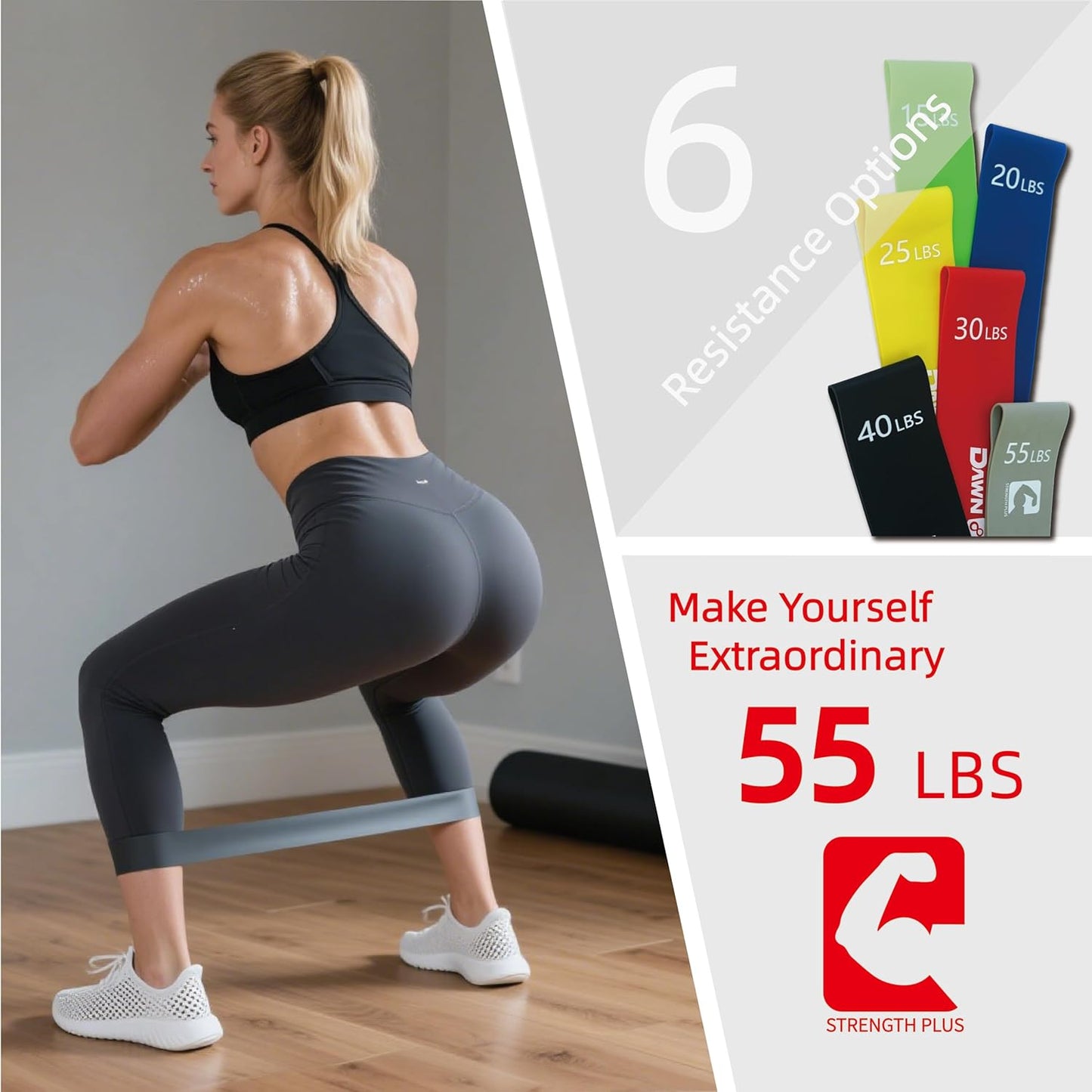 Skiennix 6-Levels Resistance Exercise Loop Bands Set - Elastic Workout Bands for Yoga & Strength Training | Includes Guide & Carry Bag