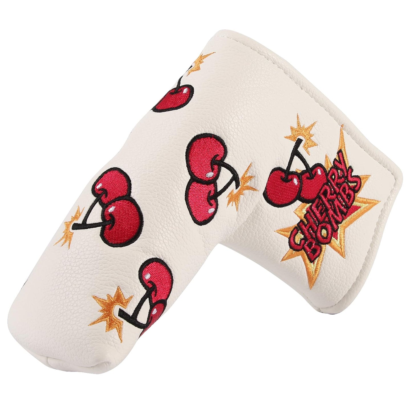 Studio Crafted Cherry Bombs Blade Golf Putter Cover Magnetic Golf Putter Headcovers (White)