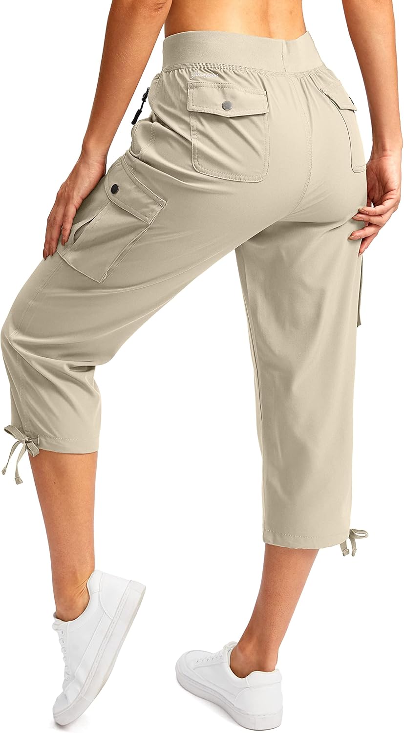 Soothfeel Women's Cargo Capris - Lightweight Quick-Dry Travel Pants with 6 Pockets | Casual Summer Style