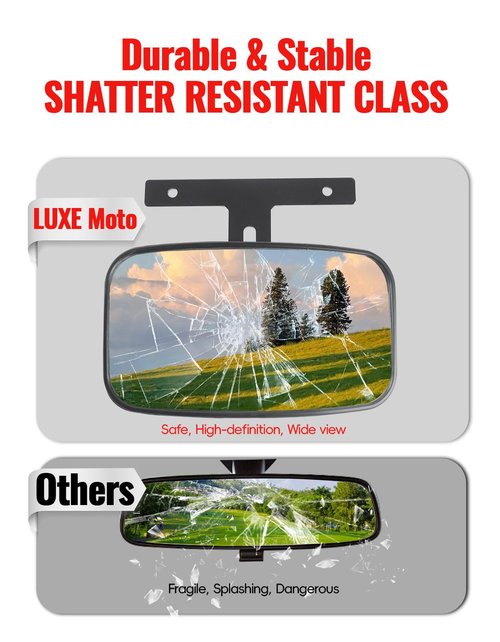 LUXEMOTO Universal Rearview Mirror, Extra Wide Rear View Mirror 360° Adjustable Convex Center Panoramic Interior Mirrors for EZGO, Yamaha, Club Car Golf Cart Accessories