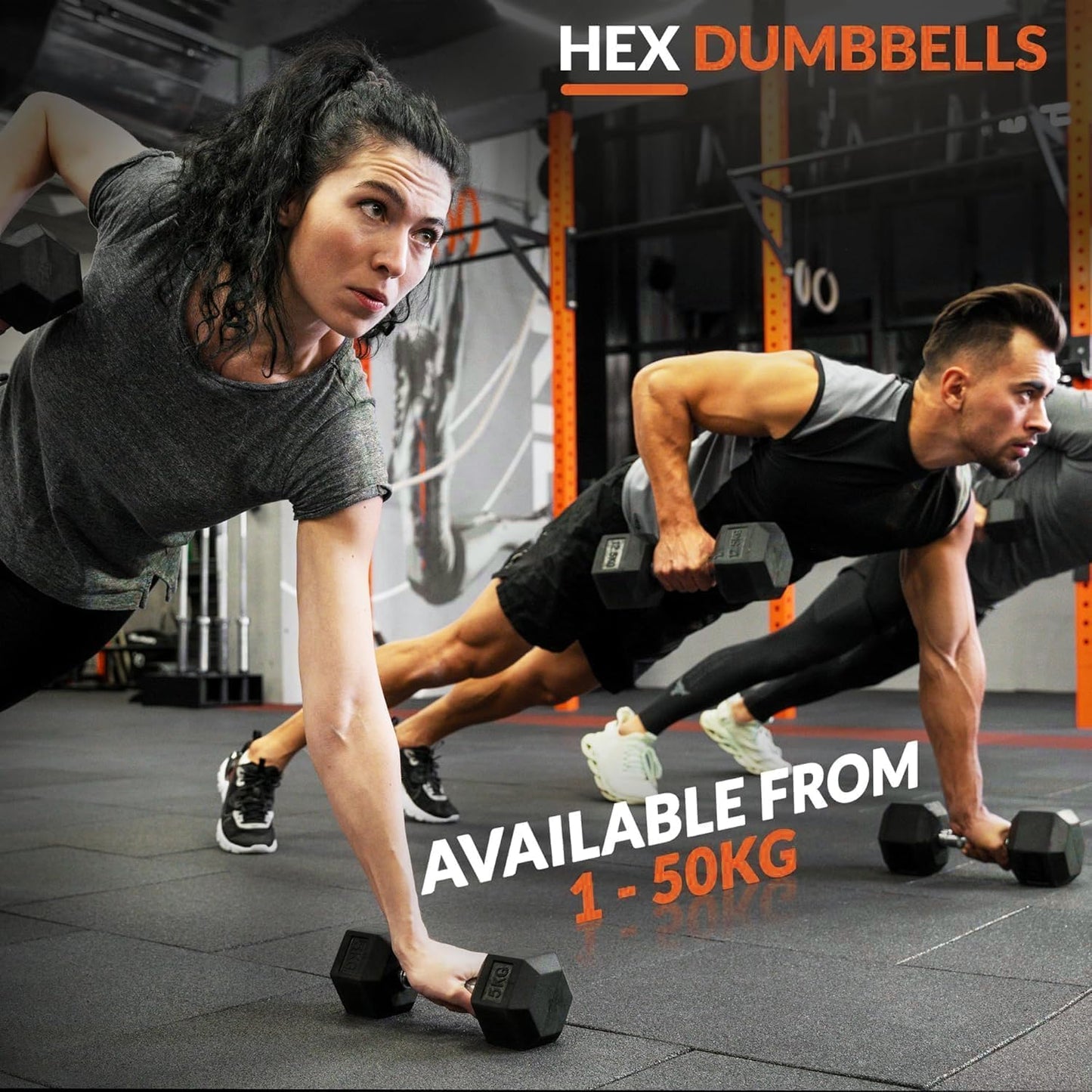 Rubber Hex Dumbbell Set - Premium Coated Free Weights for Home Gym | Multiple Weights 15-550 lbs