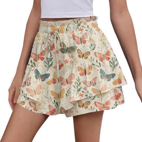 Marsvovo Summer Lounge Shorts - Trendy High Waist Ruffle Tiered Pleated Skorts for Women | Perfect for Tennis & Golf