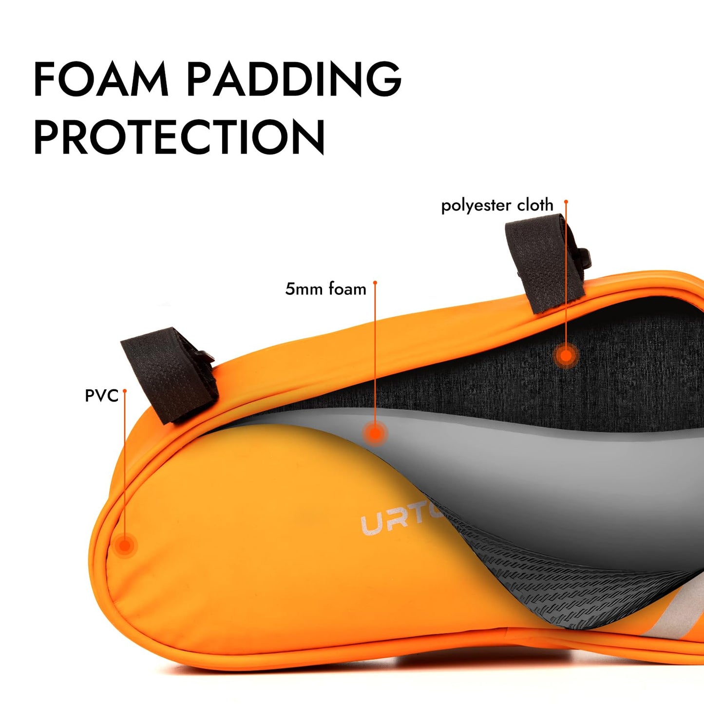 URTOPIA Bike Frame Bag, Waterproof Bicycle Storage Bag 1.5L, Large Volume, Easy to Install, Reflective Bike Triangle Bag, Down Tube Bike Bag for Road Bike, Mountain Bike, Bike Accessories (orange)