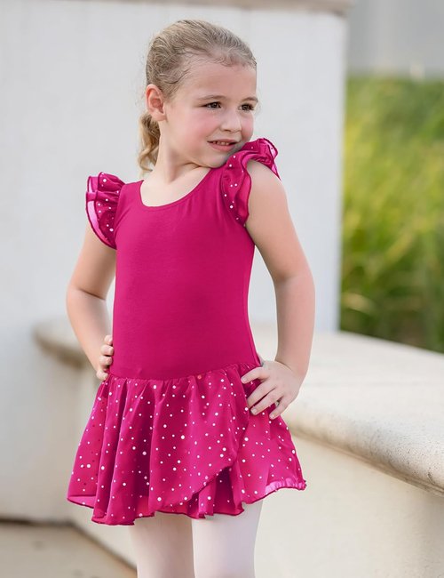 Arshiner Girls Ballet Dance Dress - Ruffle Sleeve Tutu Leotard for Comfort & Style