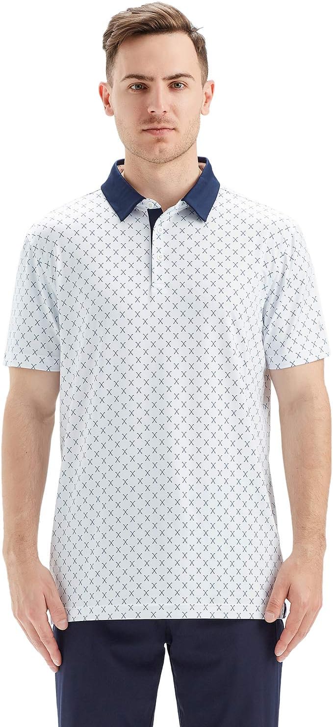 Skiennix Golf Shirt for Men - Moisture-Wicking Dry Fit Short Sleeve Performance Polo | Stylish Print Design