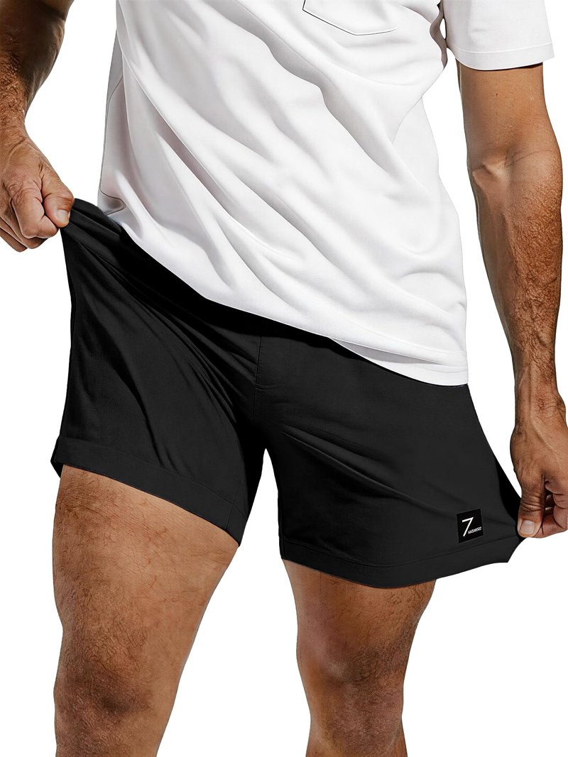 Comdecevis Workout Running Athletic Shorts for Men 7 Inch Lightweight Hybrid Gym Basketball Shorts Men L(36) Black