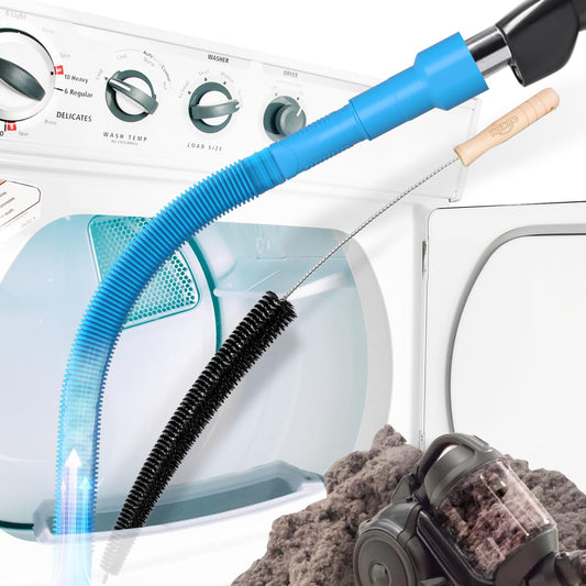 Holikme 2 Pieces Dryer Vent Cleaner Kit, Dryer Lint Vacuum Attachment and Flexible Dryer Lint Brush, Lint Remover, Dryer Vent Vacuum Hose Replacement Parts, Blue