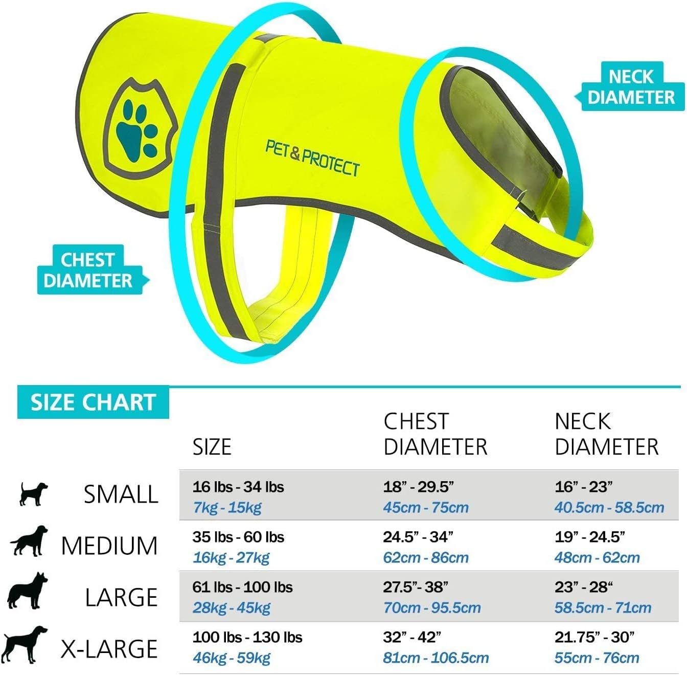 Reflective Dog Coat by [Brand Name] - High-Visibility Safety Vest for Walking & Training | Sizes for Small to Large Breeds (16-130 lbs)