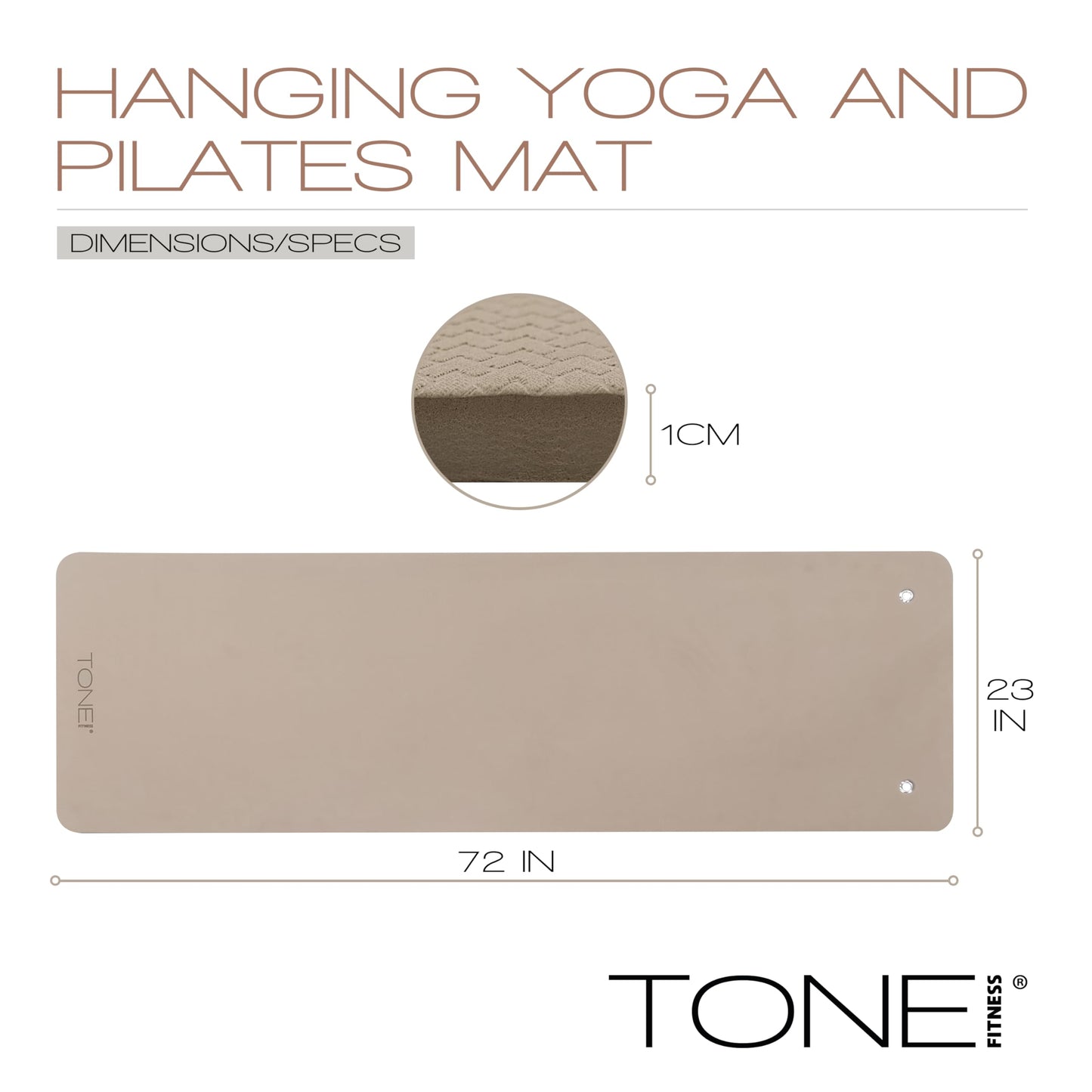 TONE Fitness Hanging Yoga Mat, Pilates Mat, Exercise Mat for Home Workouts with Carry Strap | V Pattern | Blue