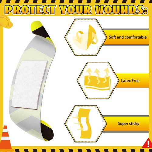 Panelee 120 Pcs Kids Dog Farm Animal Adhesive Bandages Monster Construction Trucks 20 Styles Puppy Cute Waterproof Breathable Bandages for Kids Girl Boy Children Toddler (Construction Trucks)