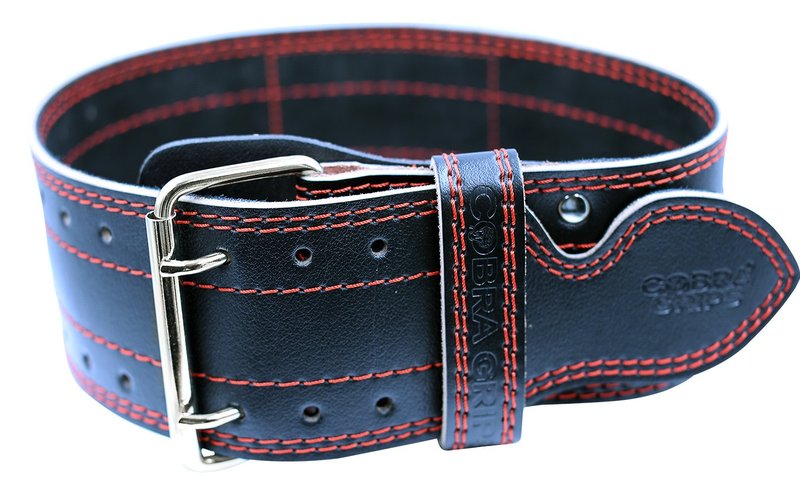 Weight Power Lifting Belt 4” Wide Cobra Grips Premium Genuine Leather Belt for Men & Women Adjustable Weightlifting Back Support (RED, X-Small 23"-31")