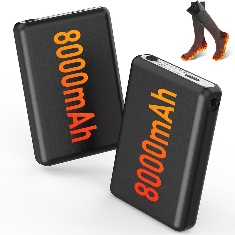 Netraty 2Pack 5V2A 8000mAh Rechargeable Batteries for Heated Socks Spare Battery,4 Heating Settings Replacement Large Capacity Battery