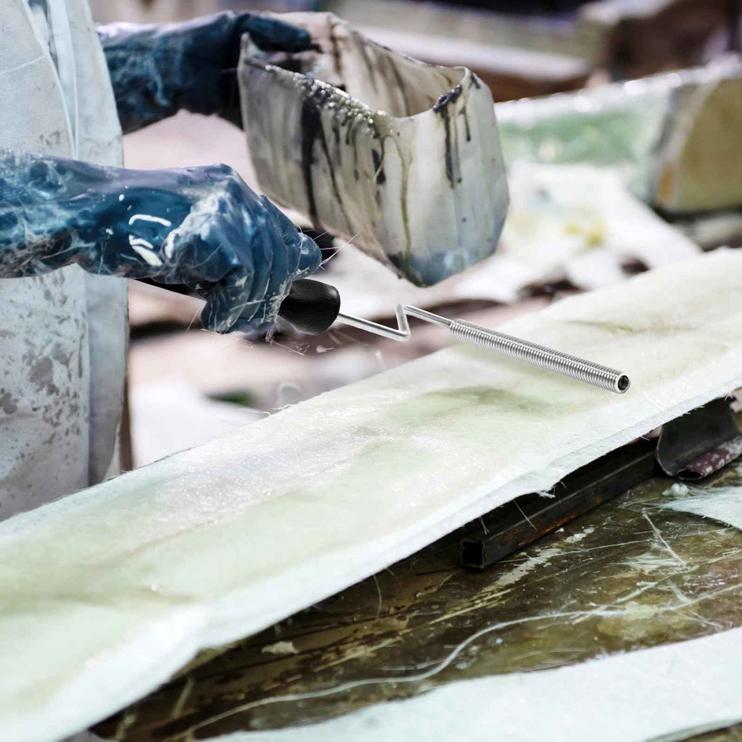 YOUEON 5 Pcs Fiberglass Roller Tools Kit, Fiberglass Laminating Rollers with Aluminum Head, Resin Laminating Roller Set for Mold, Composite Projects, Tub, Boat Repair