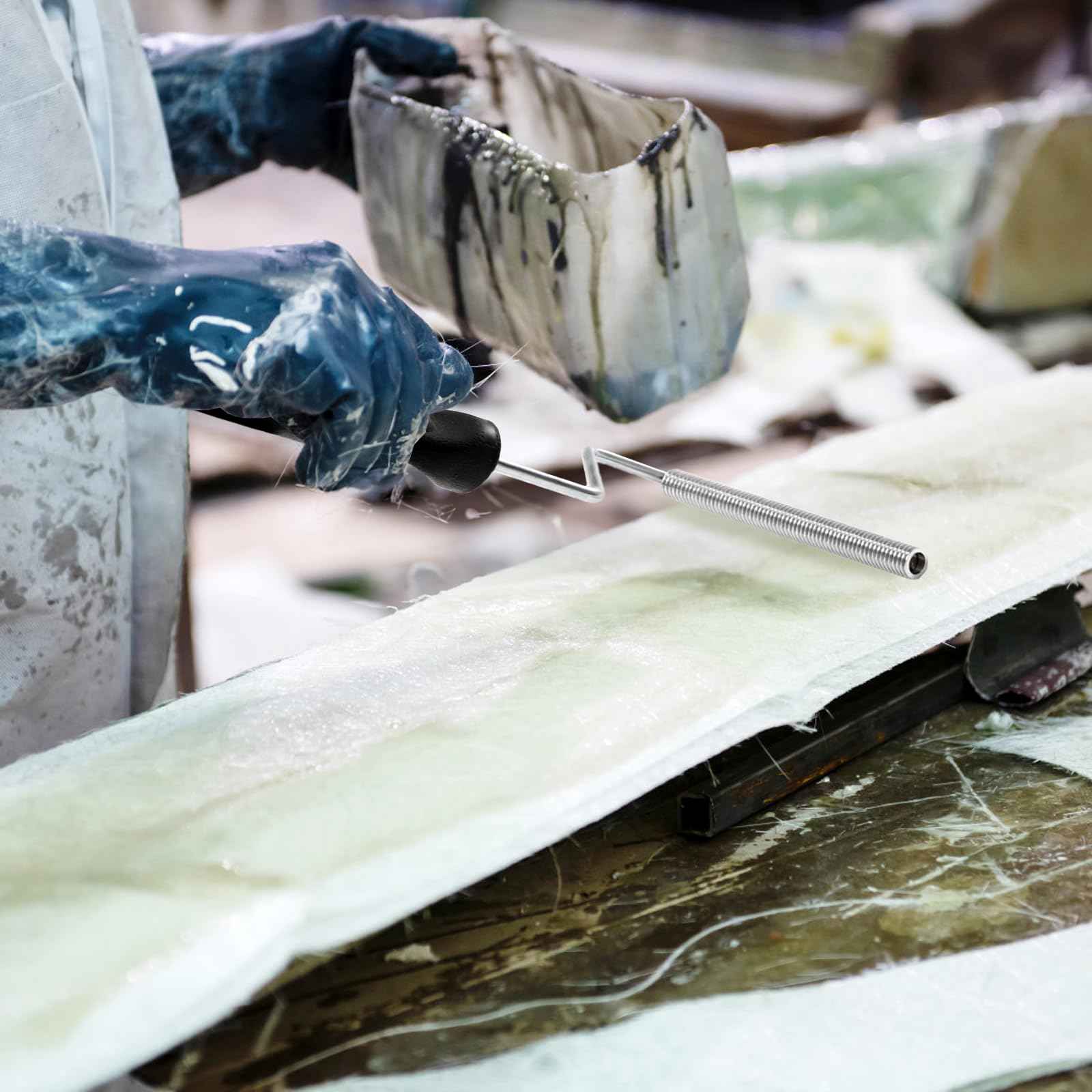 YOUEON 5 Pcs Fiberglass Roller Tools Kit, Fiberglass Laminating Rollers with Aluminum Head, Resin Laminating Roller Set for Mold, Composite Projects, Tub, Boat Repair