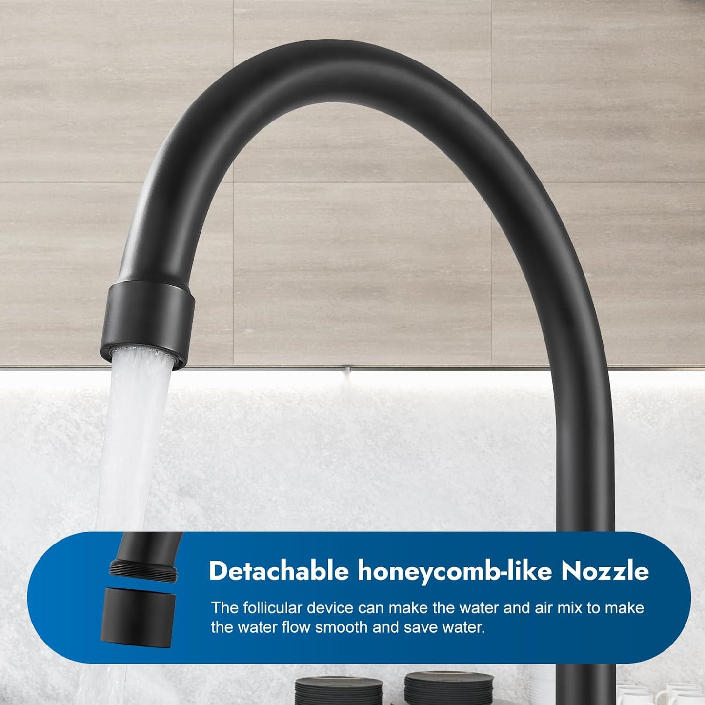 Brushed Nickel Kitchen Faucet with 360° Rotating Spout & Side Sprayer - 2 Handle, 8 Inch Centerset