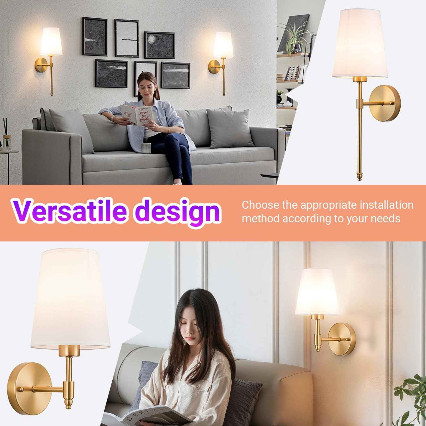 YHCDLAMP Battery Operated Wall Sconce Set of 2, Rechargeable Wall Sconce with 10000mAh Bulb and Remote, Up to 50 Hrs Use, RGB Dimmable Wireless Wall Lights for Living Room Bedroom Hallway