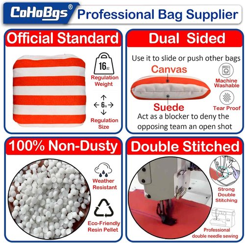 CoHoBgs Cornhole Bags Set - Professional Dual-Sided Slick & Stick Resin-Filled Bean Bags | Includes Carry Case