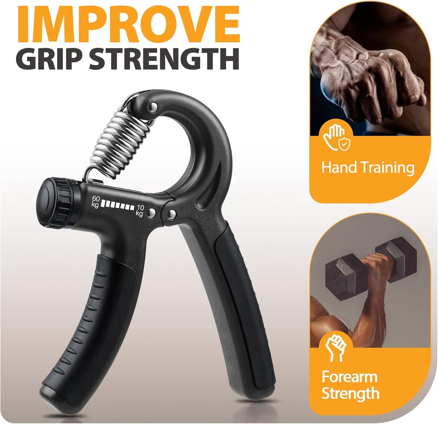 NIYIKOW Grip Strength Trainer - Adjustable Resistance Hand Grip Strengthener (22-132Lbs) for Musicians & Athletes