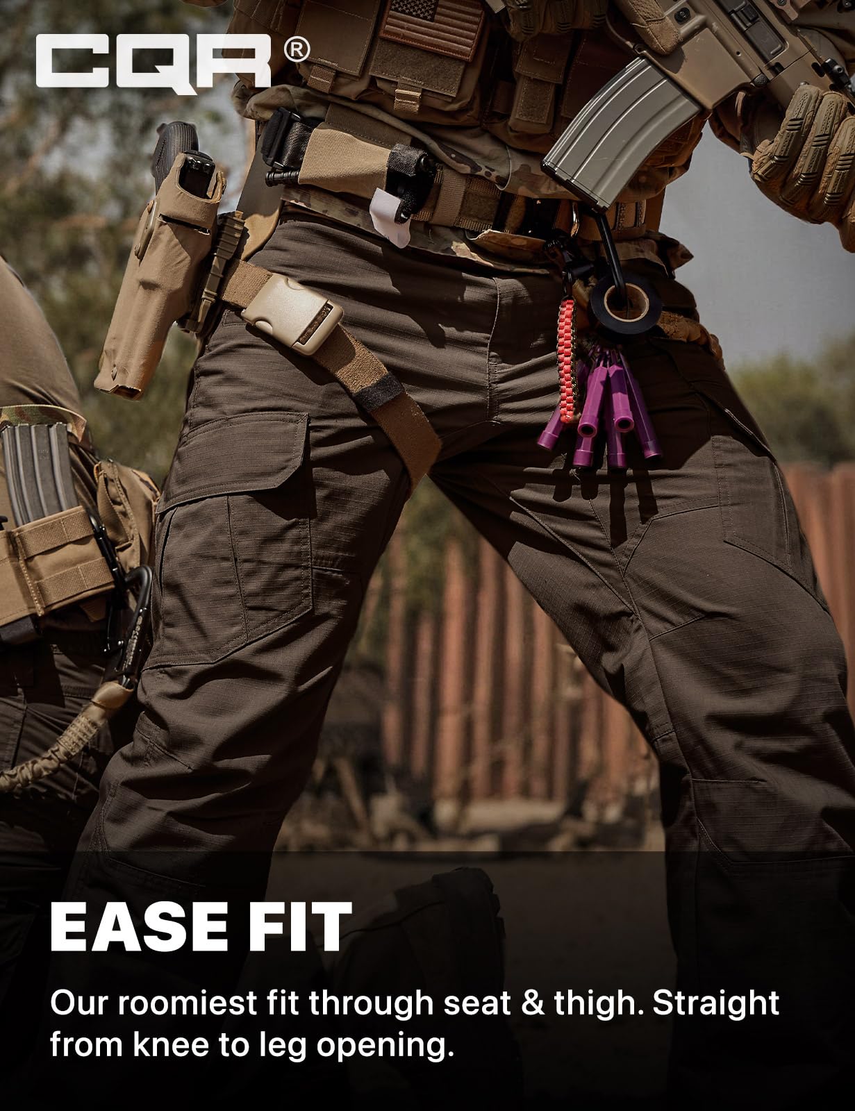 CQR Men's Tactical Pants, Water Resistant Ripstop Cargo Pants, Lightweight EDC Work Hiking Pants, Outdoor Apparel, Duratex Mag Pocket Dark Brown, 36W x 32L