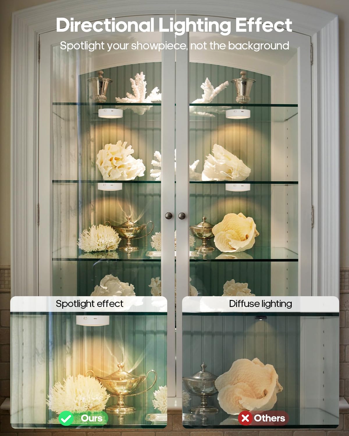 Puck Lights with Remote Control,Under Cabinet Lighting Magnetic,LED Closet Lights Rechargeable,Dimming Tap Light, Stick on Lights, for Closet, Bedroom Wall, Under Cabinet(Warm Color)2 Pack