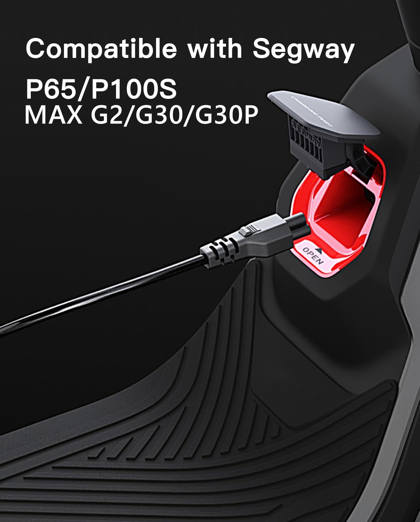 stio Fast Charging Cable Compatible with Ninebot by Segway MAX G3/G2/G30/G30P/P65/P100S/F60, 3 Prong Charging Power Cord, 6ft Power Wire Universal AC Cable US Plug Replacement Cord