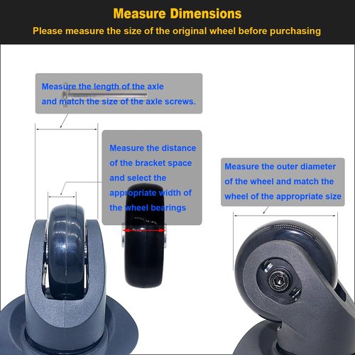 Diameter 1.8in Wear-Resistant Mute Luggage Suitcase Replacement Wheels Rubber Swivel Caster Wheels Repair Kits 4 Wheels