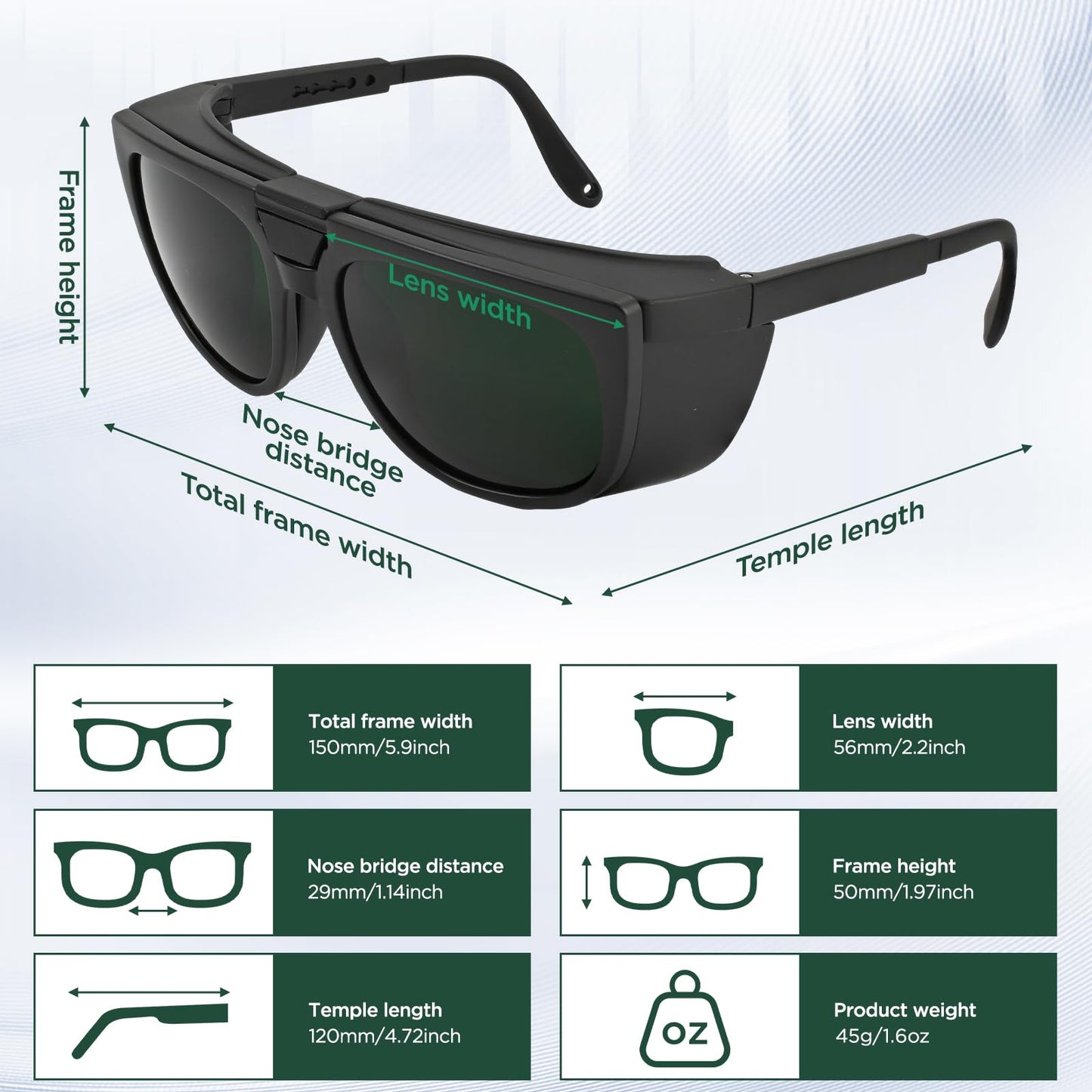 Dual Lens Welding Safety Glasses – ANSI Z87.1 Certified – Switch Between Clear & IR 5.0 Shade – Anti-Fog & Scratch Resistant – Adjustable Frame – UV400 Protection – for Arc Welding, Plasma Cutting