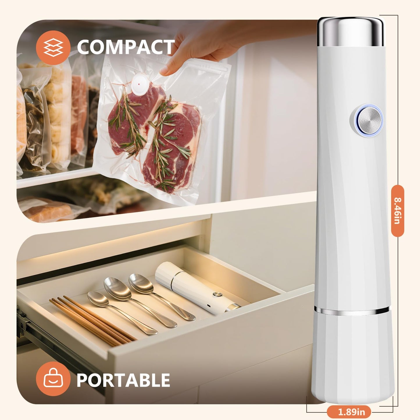 Kayiant Vacuum Sealer For Food (Compact Vacuum Sealers+ 30 Reusable Vacuum Bags), Powerful Handheld Vacuum Sealer for 10X Preservation & Fresh