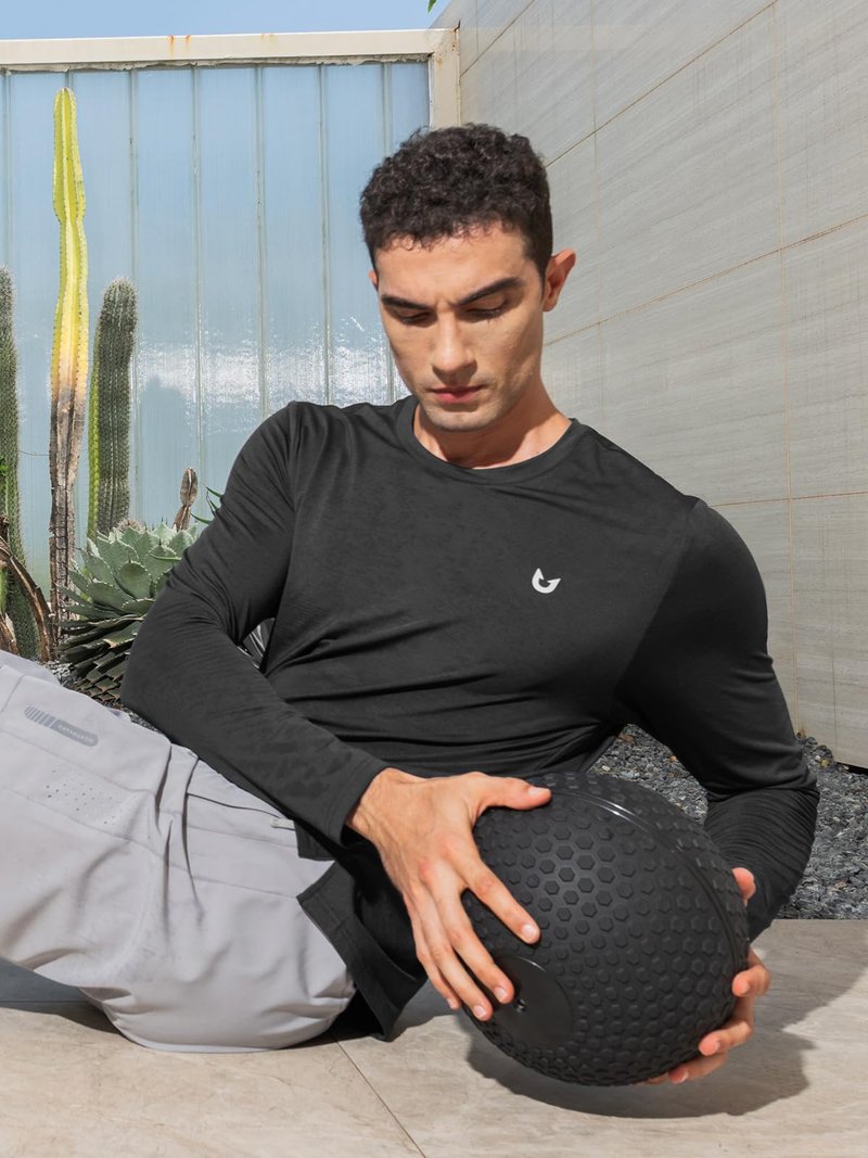 NORTHYARD Mens Running Shirt Thermal Long Sleeve Base Layer Fleece Lined Cold Weather Winter Gear Workout Athletic Gym(Black-XL)
