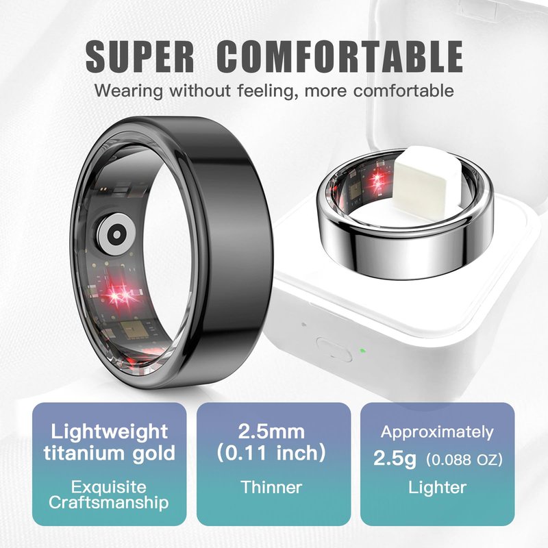 Kuxlagz Smart Ring Health Tracker for Women Men, Sleep Tracker with Heart Rate and Blood Oxygen, Fitness Ring for Activity Monitoring, 15 Days Battery, No Subscription, Titanium Alloy(Rose Gold, #12)