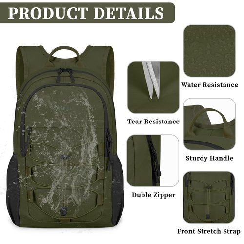 ZOMFELT Hiking Backpack for Women Men, 15L Lightweight Packable Backpacks for Trip, Water Resistant Small Travel Backpack, Foldable daypack for Hiking, Walking, Cycling, Camping, Green
