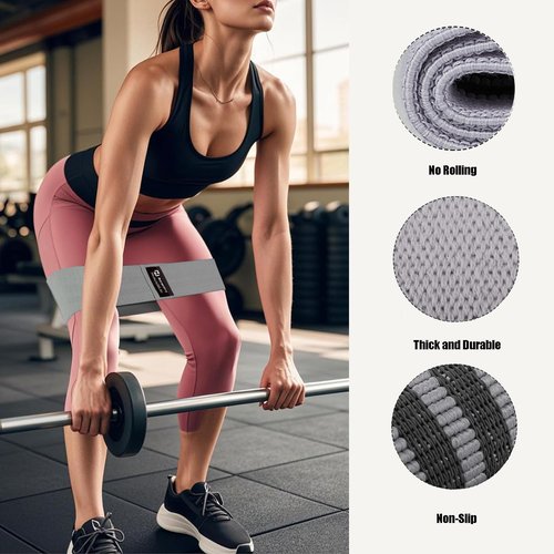 Hip Resistance Bands Set with Exercise Band, 3 Levels, Carry Bag and Guide, Multi-Colour (Light Gray+Medium Gray+Black)