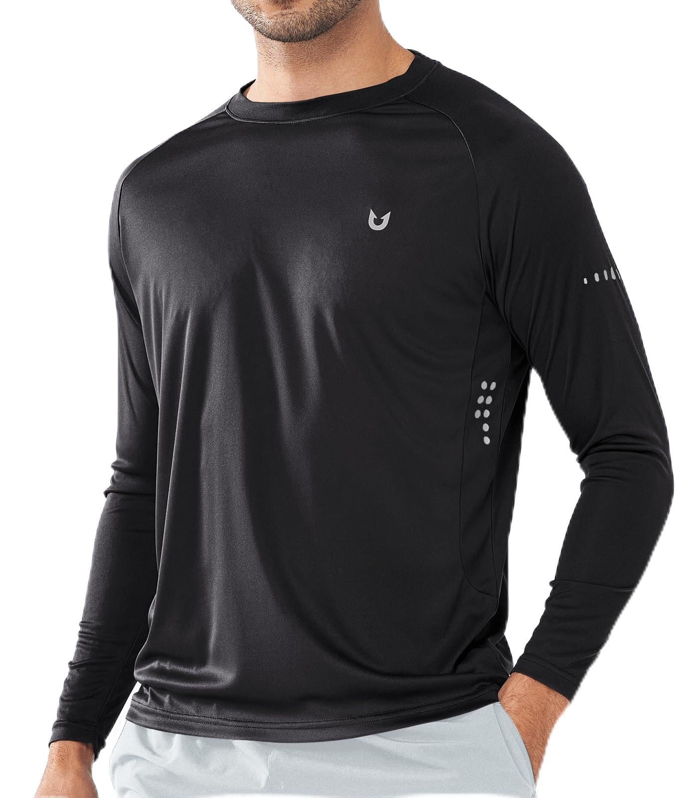 NORTHYARD Men's Sun Protection Shirts UPF 50+ Long Sleeve Swim Rash Guard Shirt Running Workout Athletic Hiking UV Fishing Black XL
