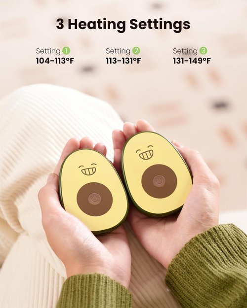 Gaiatop Rechargeable Hand Warmers - Fast Heating 3 Settings | Portable Avocado Shape, 2 Pack
