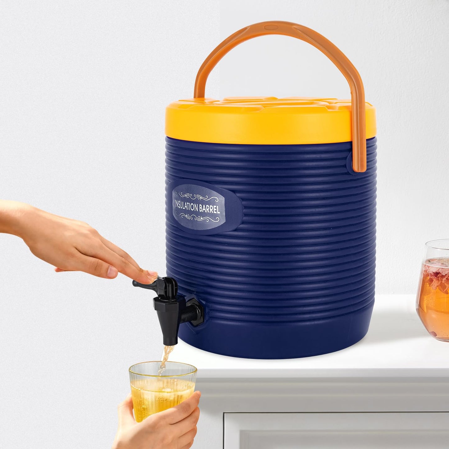 3 Gallon Insulated Beverage Dispenser, Stainless Steel Commercial Drink Dispenser with Spigot, 24H Hot/Cold Thermal Carafe for Coffee, Tea, Water, Parties, Blue