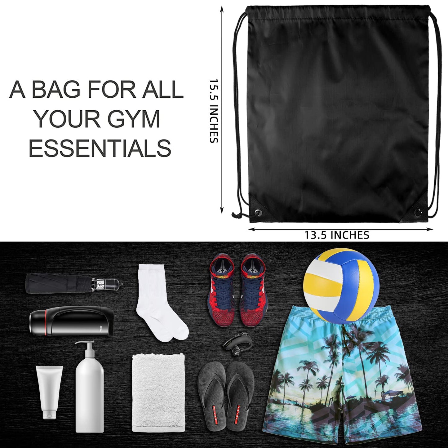 GoodtoU Drawstring Backpack Bulk, 60 Pcs Draw String Bags Cinch Bag Drawstring Gym Bag Sackpack Bags for Women Men, Black