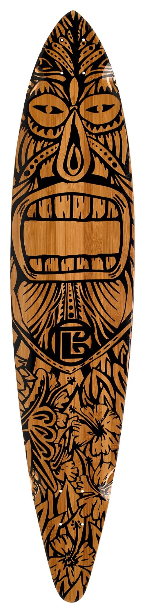 Bamboo Skateboards Pin Tail Skatebaord Deck with Tiki Man Graphic Design - Long Board Deck for Adults and Teens with Printed Graphic, Deck Size 44"x 9.5"