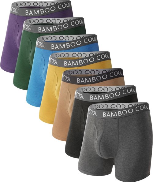 BAMBOO COOL Men's Ultra Breathable Boxer Briefs - No Riding Up | Comfortable Flexible Waistband, Multipack