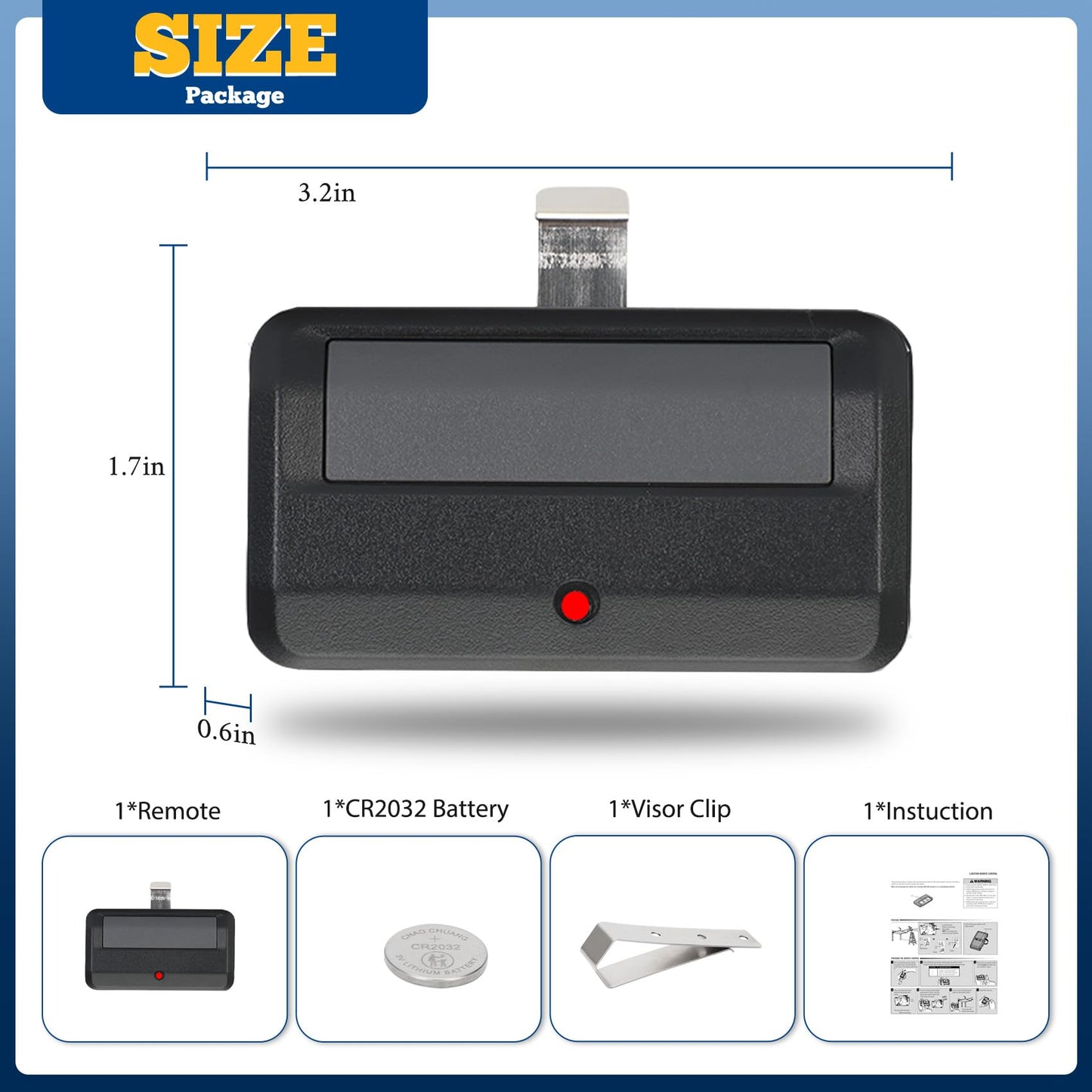891LM Garage Door Opener Remote for liftmaster Chamberlain Craftsman Garage Door Opener Remote,950estd 971lm Work with Yellow Purple Red Orange Green Learn Button, 1-Pack 3-Year-Warranty