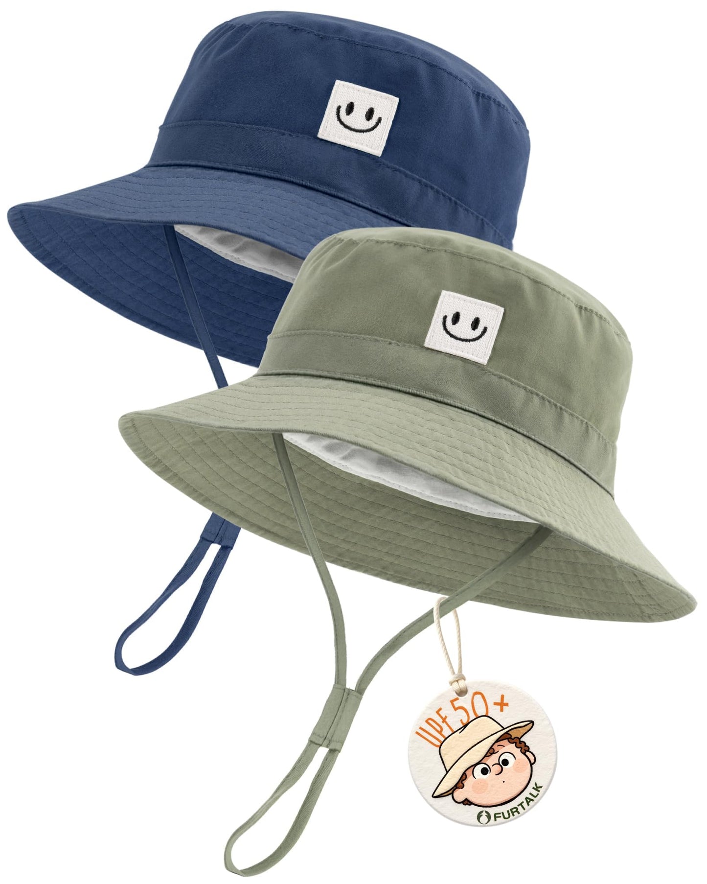 FURTALK Baby Sun Hat Smile Face Toddler Bucket Hat UPF 50+ Boys Girls 0-5Y