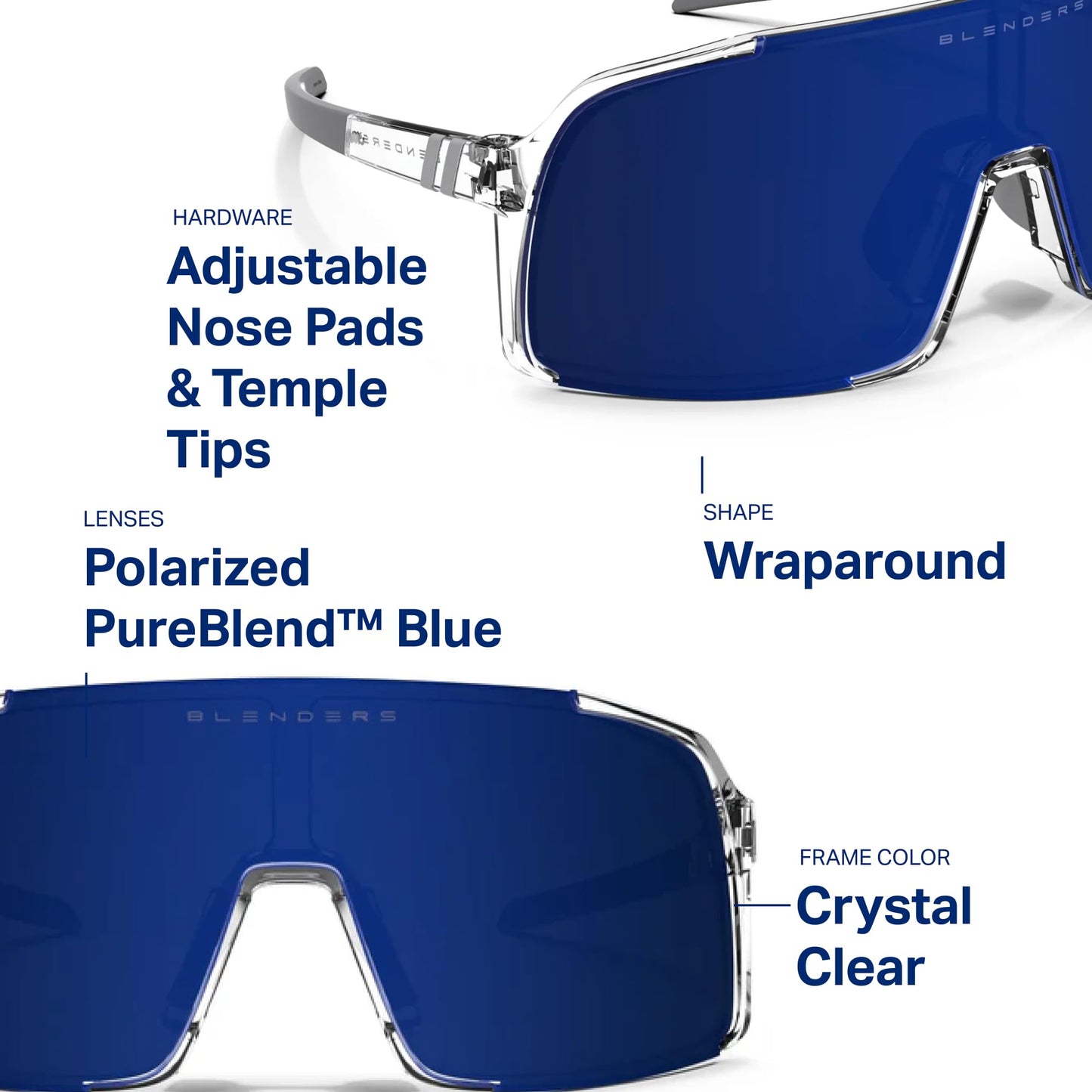 Blenders Eyewear Exposé – Polarized Sunglasses – Lightweight High-Performance Frame, Adjustable Nose Pads – 100% UV Protection – For Men & Women – Wave Dover