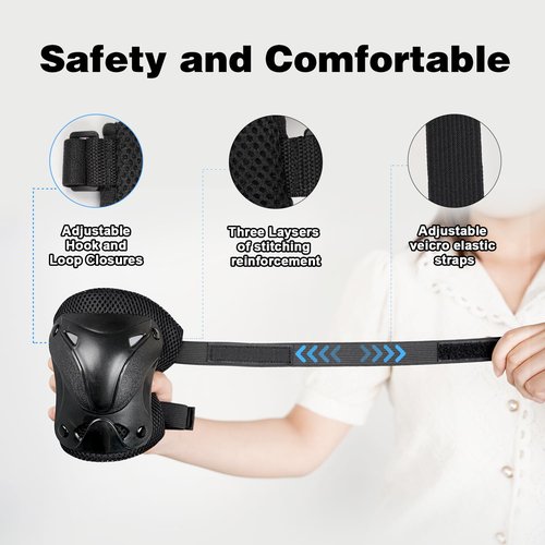 AIDY-PRO Roller Skate Pads Adult Knee And Elbow Pads For Roller Skating, Wrist Guards Skateboarding Protective Gear Adult Knee Pads For Men Women Skating Pads L
