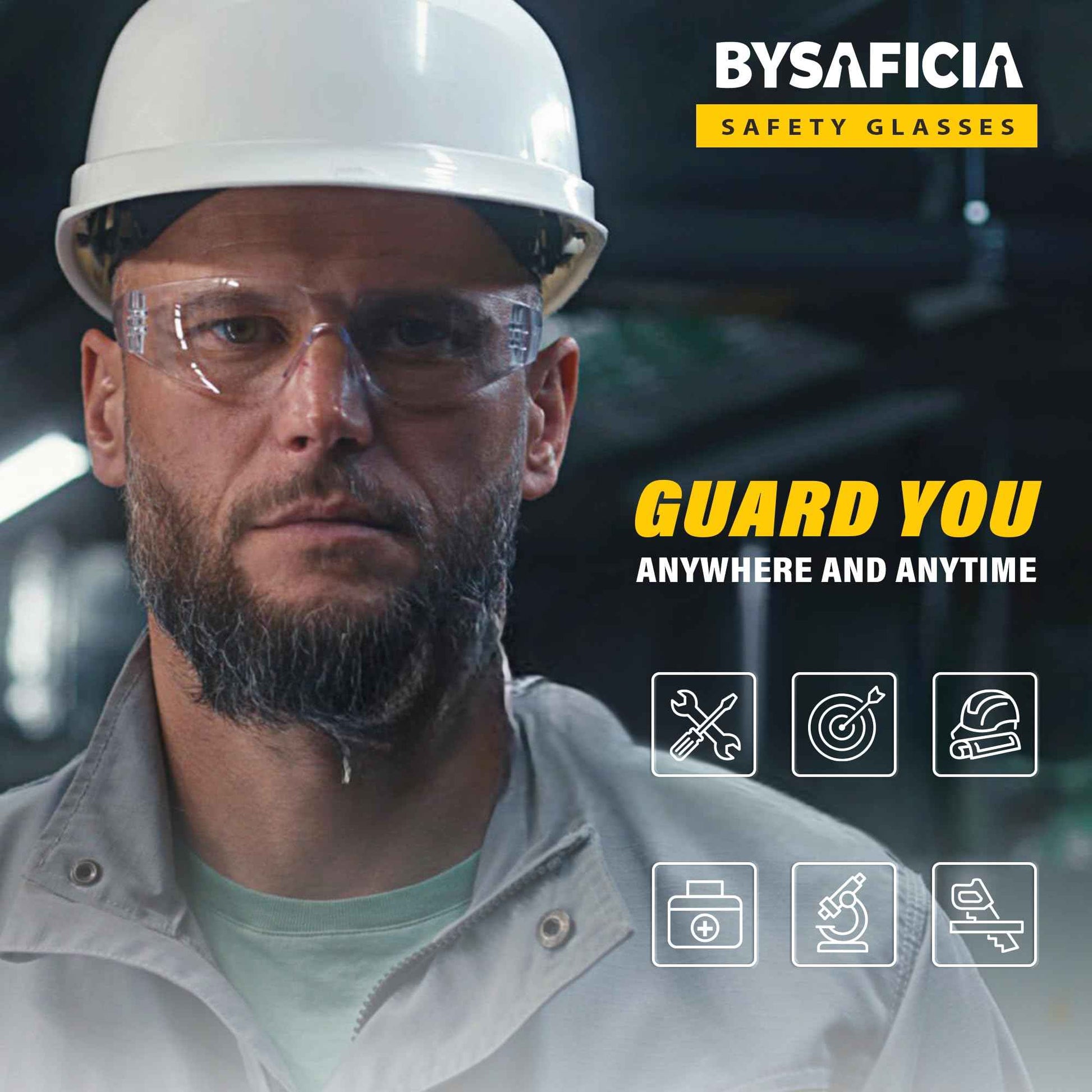 bysaficia Safety Glasses, 24 Pack Safety Goggles Cleasr Lense with Scratch Impact Resistant ANSI Z87.1 Standard