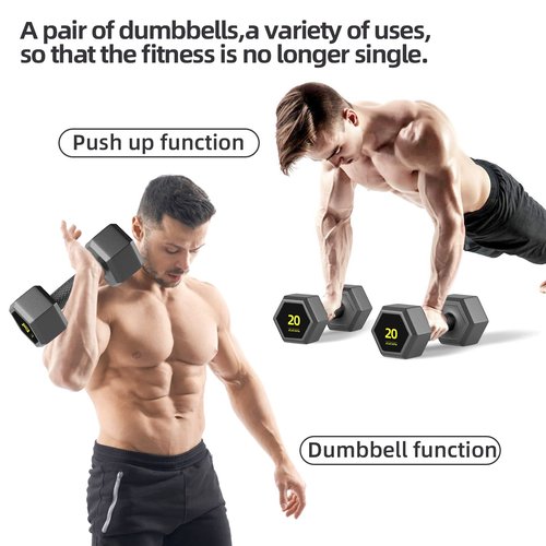Hex Dumbbells PVC Encase Coating Free Weight Dumbbell Set for Strength Training, Home Gym Fitness and Full Body Workout, 20LB, Pair