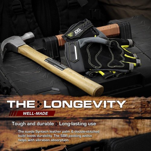 Glove Station Tactile Series Fingerless Work Gloves - Enhanced Grip & Durable Synthetic Leather