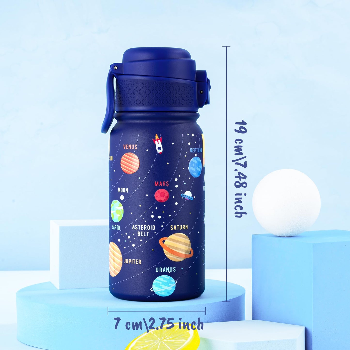 GOPPUS Kids Insulated Water Bottle 12oz, Leakproof Stainless Steel Thermos, BPA Free Double Wall Vacuum Insulated Bottle for School, Travel, Sports & Outdoor Activities, Boys Girls