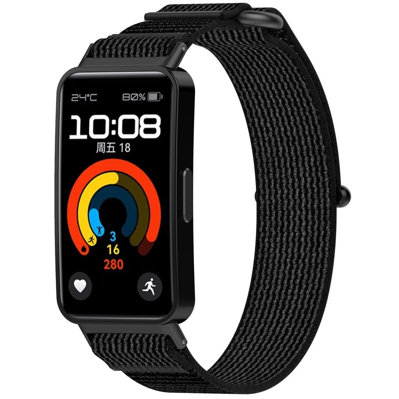 MOTONG Compatible with Huawei Band 10 Replacement Strap - Repalcement Nylon Wrist Strap Compatible with Huawei Band 10/9/8(Black + Grey)